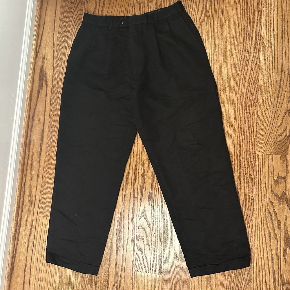 Andrew Fezza Black Mens Pants Size 34 * 30 Fits 32 / 28.5 Cuffed